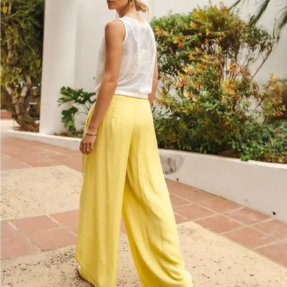 NOVA WIDE LEG PANTS IN YELLOW - Picture 3 of 6
